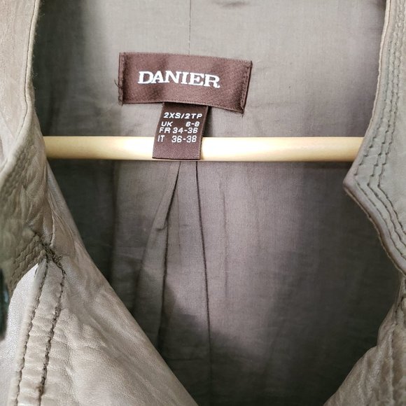 Danier Tan/Grey Leather Moto Jacket - Picture 5 of 7